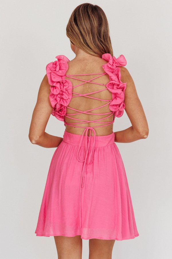 Madara Lace-Up Back Mini Dress Hot Pink Online Sale