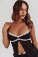 Alayna Lace Trim Split Top Black White For Sale