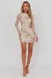 Karma Long Sleeve Scoop Back Dress Embellished Gold Sale