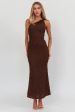 Lingering Love One-Shoulder Twist Maxi Dress Chocolate Supply