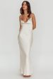 Danijela Cowl Neck Pearl Satin Maxi Dress Champagne Discount