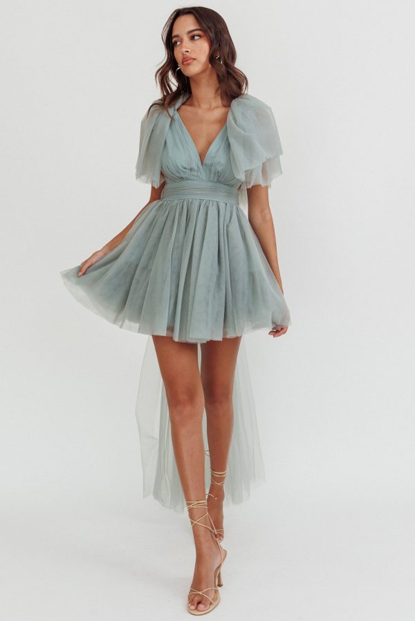 Star Power Tulle Train Mini Dress Pistachio Fashion