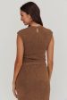 Calculated Cap Sleeve Ribbed Knit Top Brown Supply