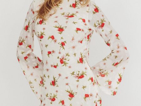 Thriller Long Sleeve Backless Mini Dress Floral White Online Sale