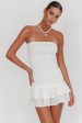 Dream Time Strapless Shirred Mini Dress Off White For Discount