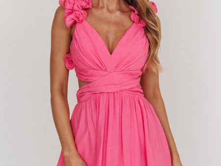 Madara Lace-Up Back Mini Dress Hot Pink Online Sale