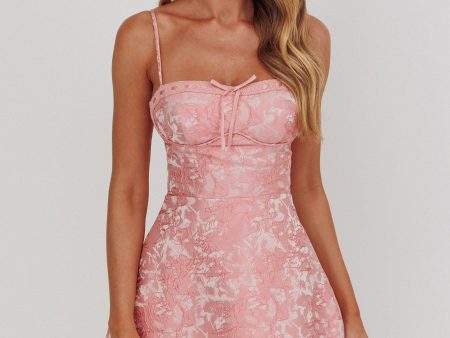 Kyrah Lace-Up Back Mini Dress Floral Pink Sale