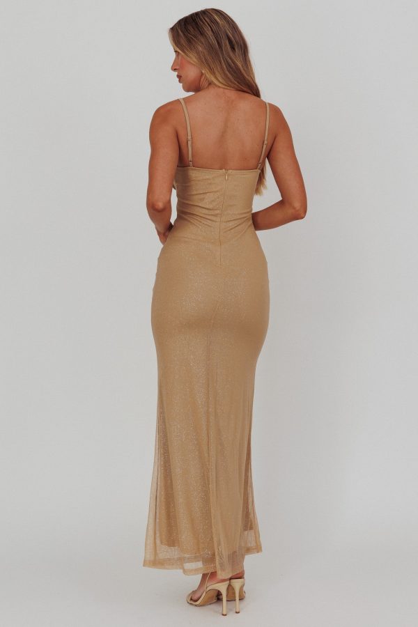 Fortune Bust Tie Maxi Dress Gold Discount