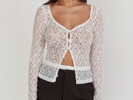 Starlit Sheer Lace Top White Online