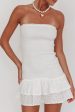 Dream Time Strapless Shirred Mini Dress Off White For Discount