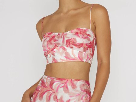 Veda Pleat Crop Top Floral Pink Online