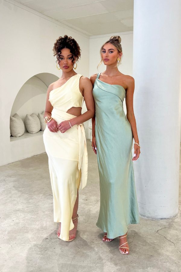 Abloom One Shoulder Satin Maxi Dress Butter Online Hot Sale