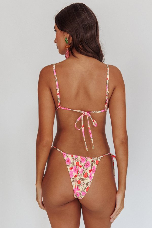 Sovereign High Cut String Bikini Bottom Yellow Floral For Cheap