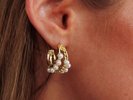 Serenity Pearl Hoop Earrings Gold Supply