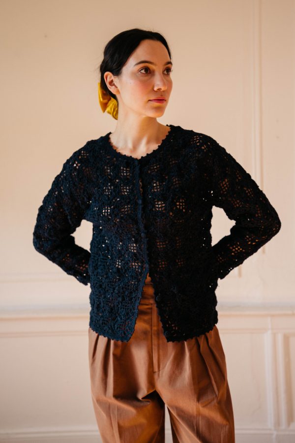 Dita Crochet Cardigan - Dark Navy Fashion