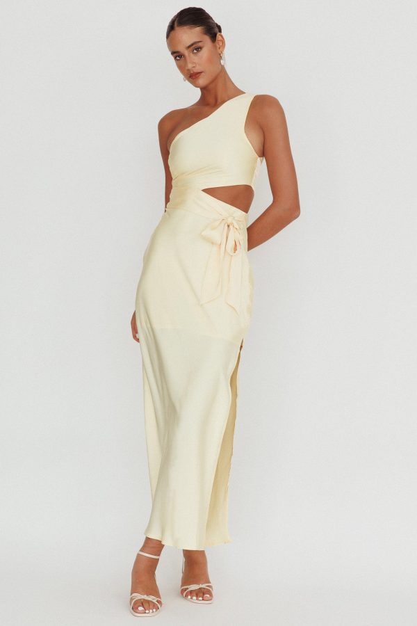 Abloom One Shoulder Satin Maxi Dress Butter Online Hot Sale