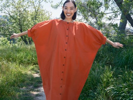 Button Front Kaftan - Tomato Online