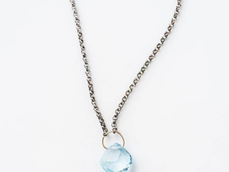 Swiss Blue Topaz Drop Necklace For Discount