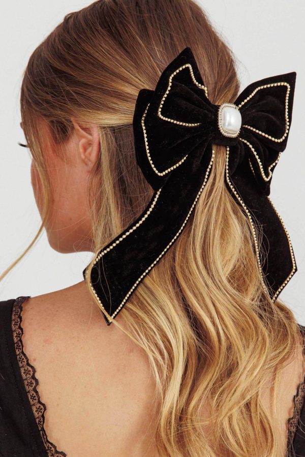 Evie Bow Hairclip Black Discount