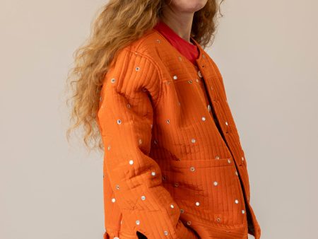 Fein Reversible Jacket with Mirror Embroidery - Chocolate Tomato For Sale