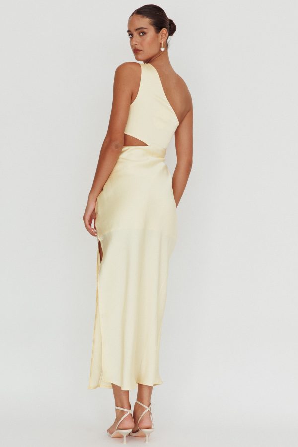 Abloom One Shoulder Satin Maxi Dress Butter Online Hot Sale