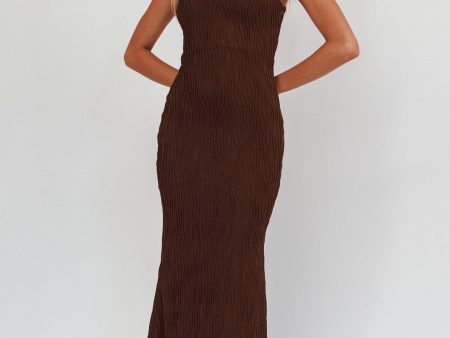 Lingering Love One-Shoulder Twist Maxi Dress Chocolate Supply