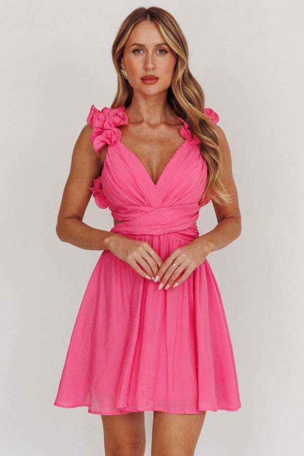 Madara Lace-Up Back Mini Dress Hot Pink Online Sale