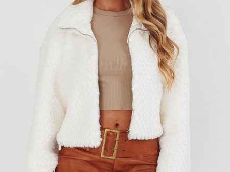 Margeaux Faux Fur Jacket White For Sale