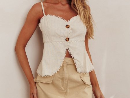 Caught Out Faux Pocket Mini Skirt Beige For Sale