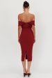 Lillianne Off-Shoulder Midi Dress Wine Online Hot Sale