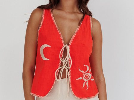 Dose Of Sunshine Blanket Stitch Vest Top Orange Supply