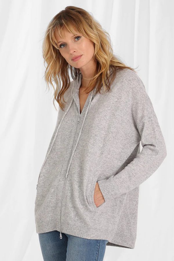 100% Cashmere Zip Hoodie Online Sale