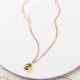 Whiskey Quartz Pear Necklace on Double Bar and Cable Chain on Sale