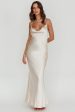 Danijela Cowl Neck Pearl Satin Maxi Dress Champagne Discount