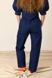 Patch Elastic Waist Pant - Indigo For Sale