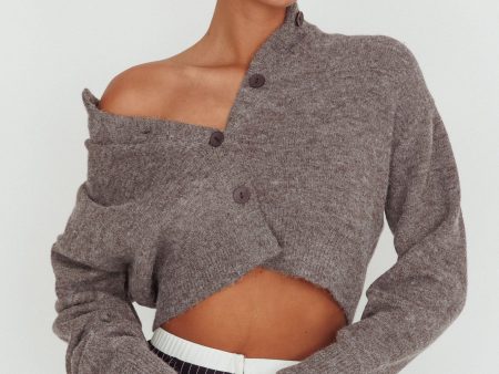 Netherlands Drop Shoulder Crop Cardigan Grey on Sale