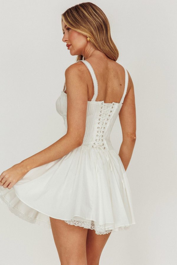 Jennie Corset Flared Mini Dress Off White Supply