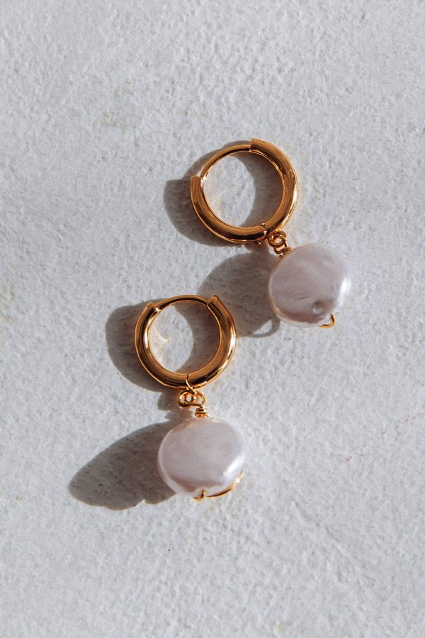 Sophia Swirl Pearl Earrings Gold Sale