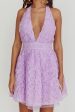 Lovelle Halter Neck Rosette Mini Dress Lavender Sale