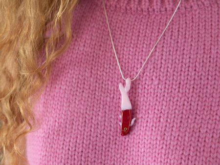 Fish Out of Water Necklace  - Red and Pink For Cheap