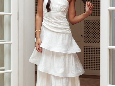 Kenny One Shoulder Tiered Maxi Dress White Online