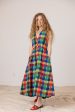 Sleeveless Baroness  Dress - Rainbow Grid Cotton Cheap