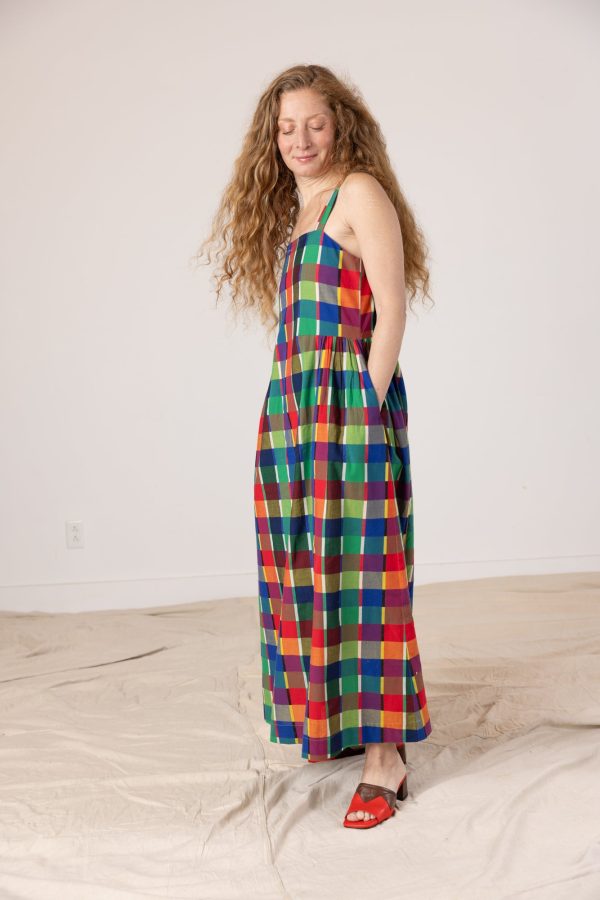 Menina Dress - Rainbow Grid Cheap