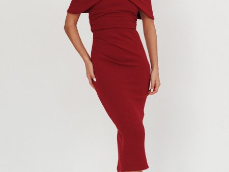 Lillianne Off-Shoulder Midi Dress Wine Online Hot Sale