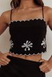 Carsyn Flower Embroidery Cropped Top Black For Discount