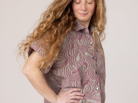 Corso Buttondown - Green Burgundy Swirl For Sale