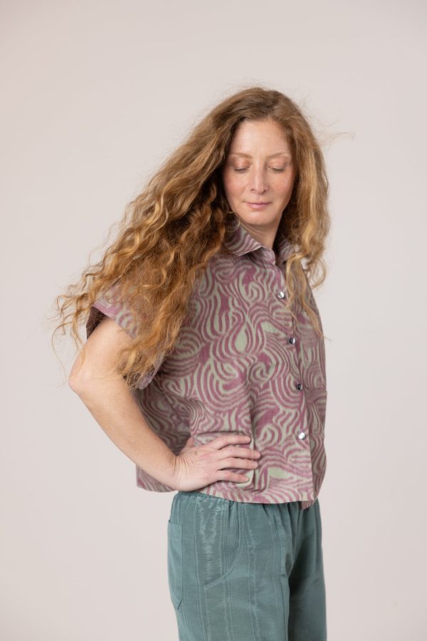 Corso Buttondown - Green Burgundy Swirl For Sale