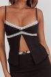 Alayna Lace Trim Split Top Black White For Sale