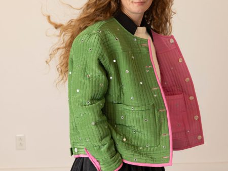 Fein Reversible Jacket with Mirror Embroidery - Pickle Pink For Discount