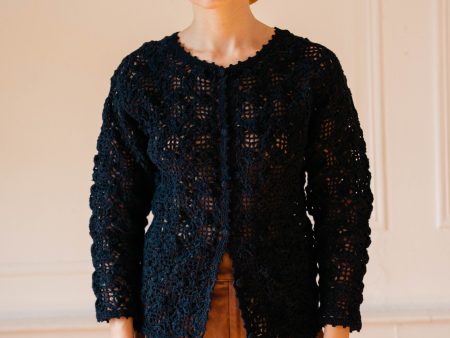 Dita Crochet Cardigan - Dark Navy Fashion